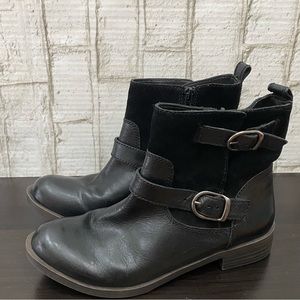 LUCKY BRAND Black Leather Double Buckle Moto Ankle Boots Size 7.5
